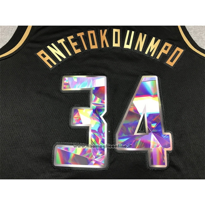 Maglia Golden Edition Milwaukee Bucks Giannis Antetokounmpo #34 2021-22 Nero